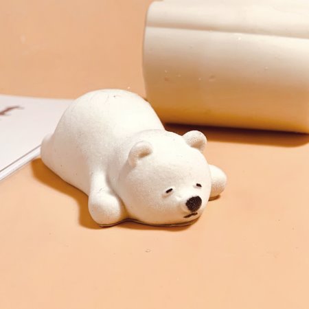 엎드린 아기 북극곰 몰드 1구 (입체) - 캔들 석고방향제 동물 수제몰드