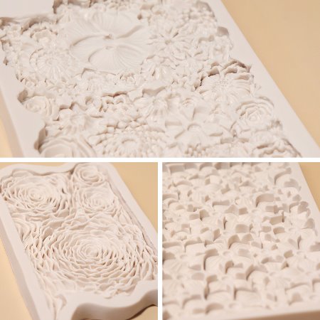 다양한 꽃무늬 넓은 패턴 실리콘몰드 (선택1종) - 석고 비누 캔들 케이크장식 데코몰드