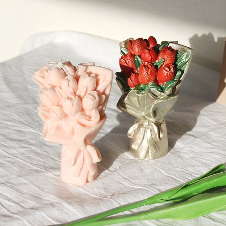 튤립 꽃다발 실리콘몰드 - 봄 꽃 캔들만들기 석고방향제 캔들몰드(양면입체형)