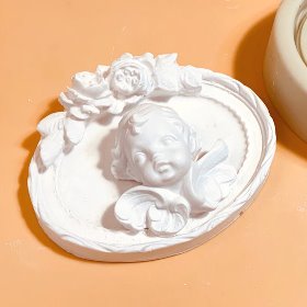 두송이 꽃 라운드액자 실리콘몰드 - 오브제 제작 석고 캔들 타블렛 석고방향제몰드