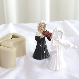 바이올린 켜는 수녀님 2D 반입체 실리콘몰드 - 석고방향제 캔들 석고몰드