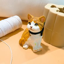 얌전한 고양이 조각상 몰드 (입체) - 실리콘 동물 석고방향제