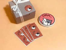 무표정고양이 데코 스티커 (10매) - 동물 캐릭터 다꾸 포장스티커