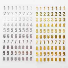 금박은박 숫자패턴 디자인 스티커 1매 (선택1종) - 패키지 데코스티커 DIY